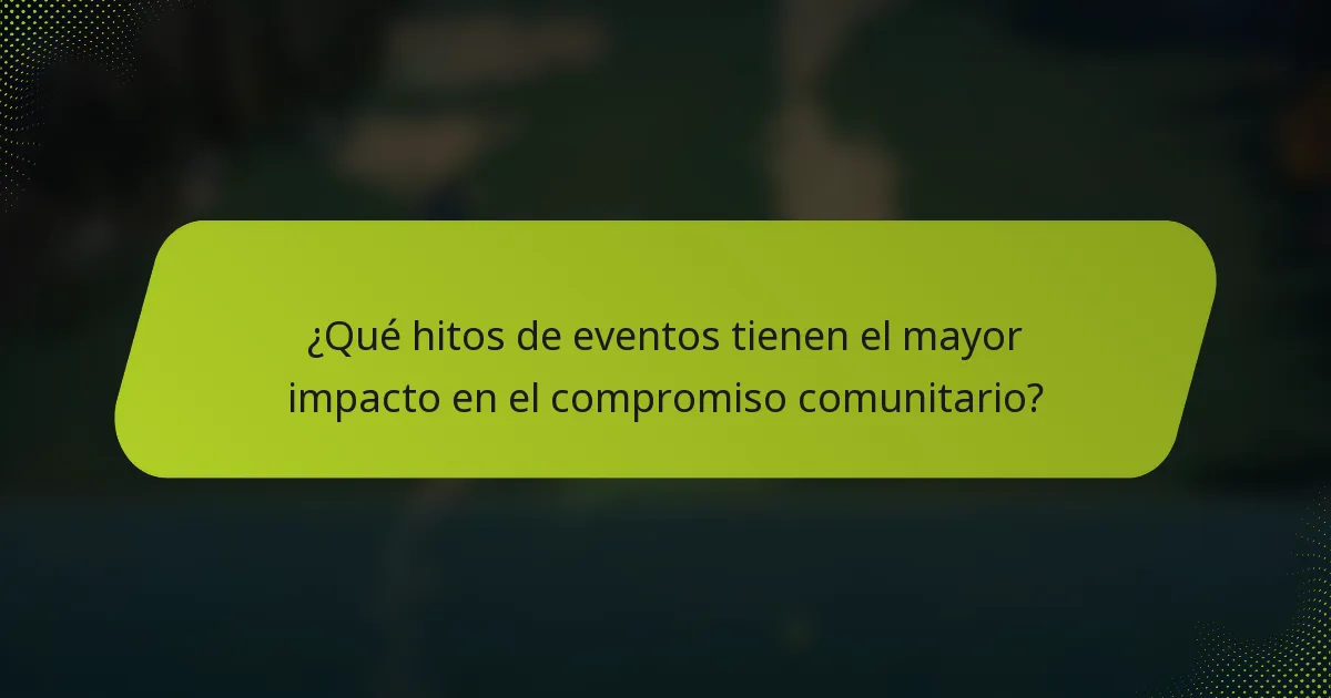 ¿Qué hitos de eventos tienen el mayor impacto en el compromiso comunitario?
